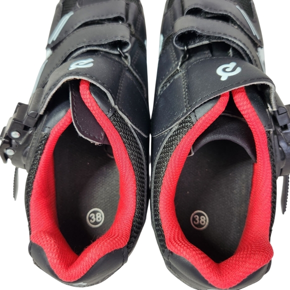Peloton Women's Black and Red Spin Cycling Shoes With Cleats Size 7 Size 38 - Picture 7 of 11